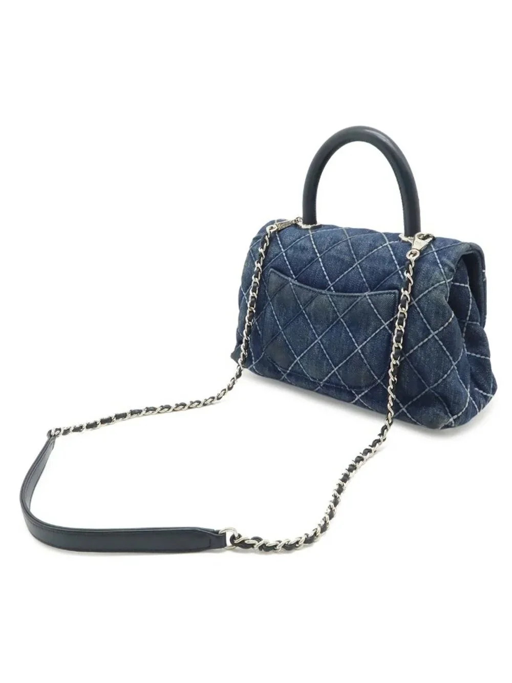 Chanel Wild Stitch Top Handle Flap Bag Coco XS Handbag 2-Way Chain Shoulder
